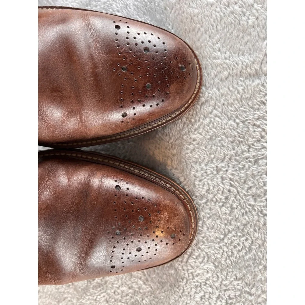 Johnston & Murphy Karnes Brown Leather Brogue Wingtip Boots 10.5M 59-10744